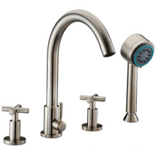 4-Hole Tub Filler with Personal Handshower and Cross Handles
